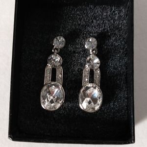 Charm & Chain EARRINGS DIAMOND Cz's WHITE GOLD